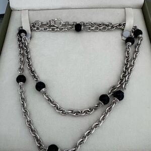 Judith Ripka Silver and Black Necklace w/Box